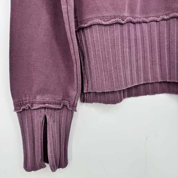 NWOT Evereve Maeve Rib Trim Sweatshirt Size S Purple Crewneck Vintage Wash - Picture 8 of 12